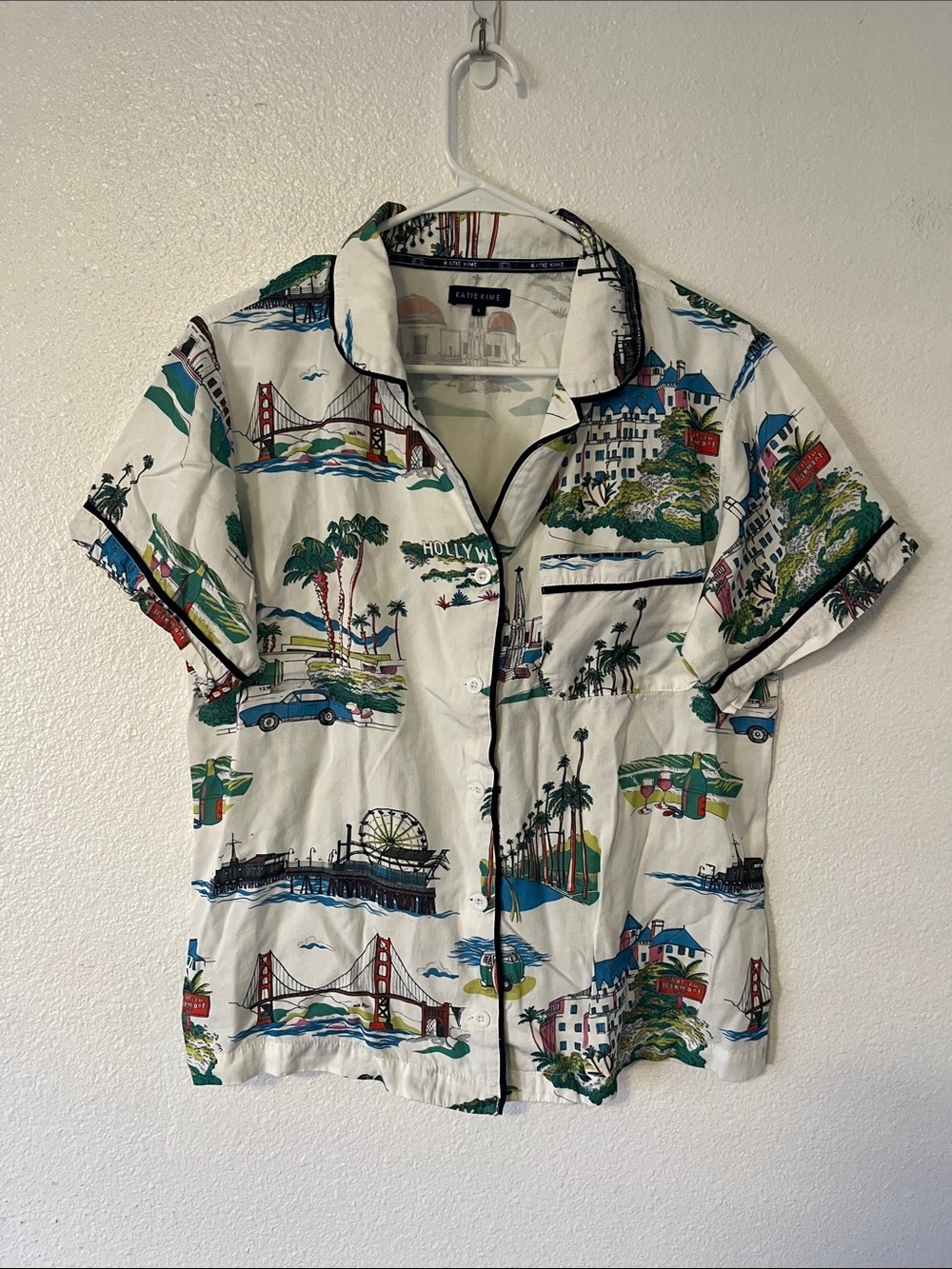 Katie Kime California Hollywood Toile Pajama Top Only Sz Small